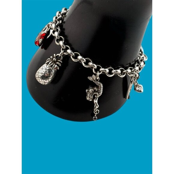 Vintage Brighton Hawaii Themed Enamel Charm Bracelet 8" Adjustable- Hulu Girl - Picture 6 of 6